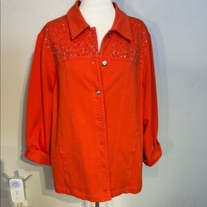 Orange Rhinestone Embellished Women's Jacket NWT Size XL
